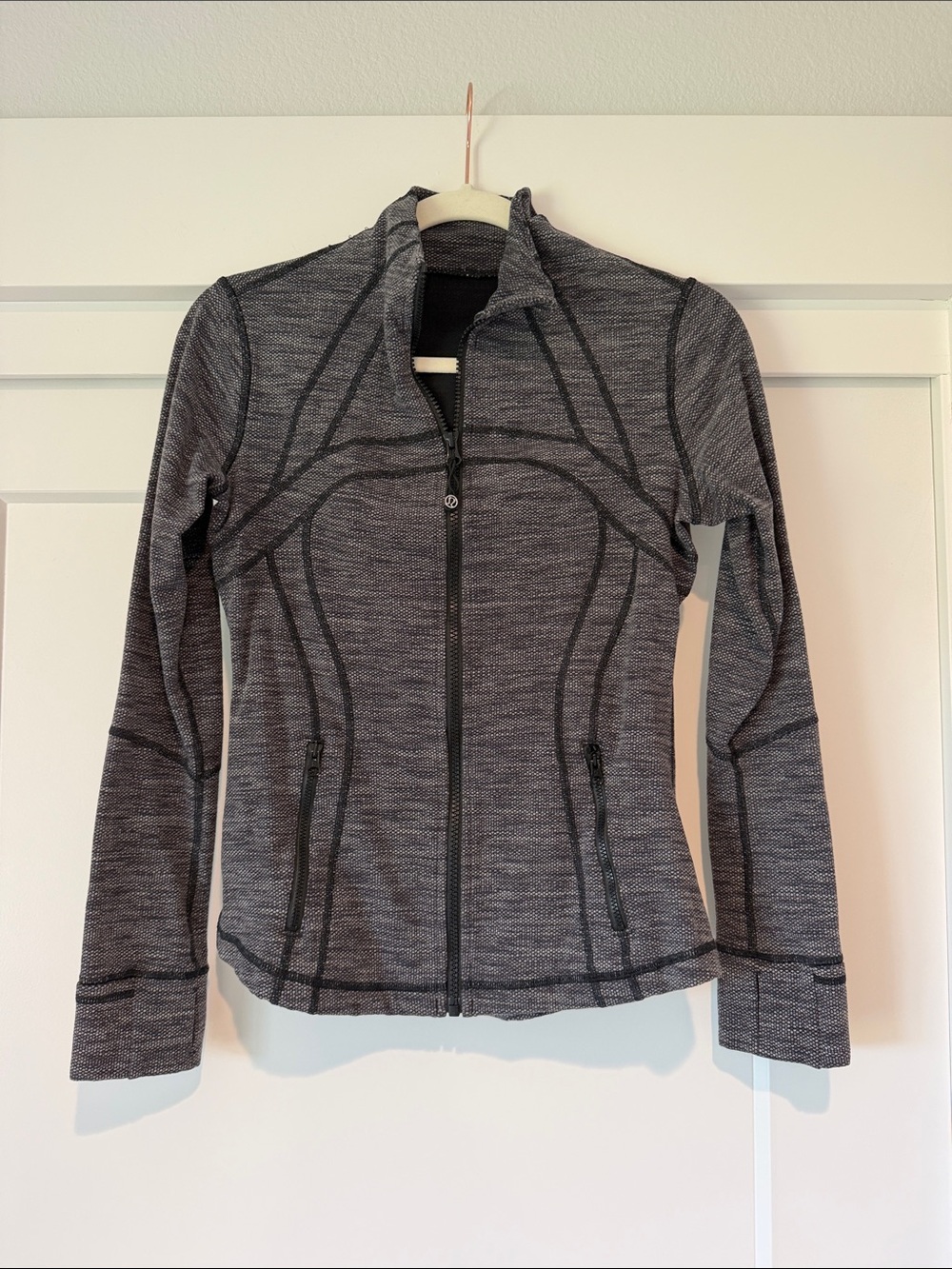 lululemon athletica Heathered Gray Full-Zip Athletic Jacket